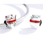 Ezüst charm, szerencsemacska