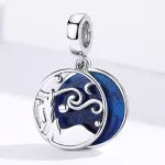Ezüst charm, csillagos éj, kék