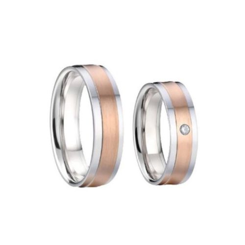 Férfi karikagyűrű, nemesacél, rosegold, 9