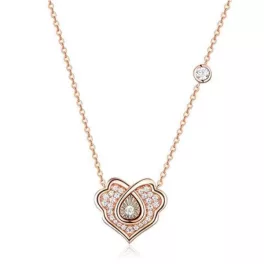 Nyaklánc díszes szívmedállal, ezüst, rosegold