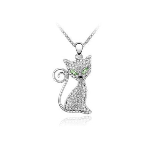 Nyaklánc Swarovski köves cicamedállal, peridot