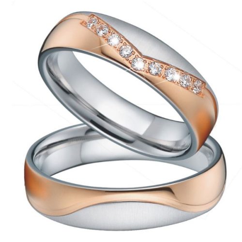 Női karikagyűrű, titánacél, rosegold, 10-es méret