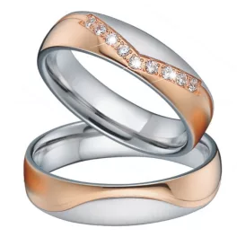 Férfi karikagyűrű, titánacél, rosegold, 7