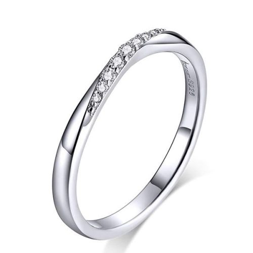 Ezüst gyűrű fehér kristályokkal, 6-os méret