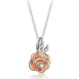 Ezüst nyaklánc rózsa medállal, rosegold