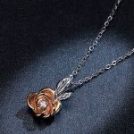 Ezüst nyaklánc rózsa medállal, rosegold