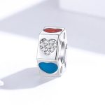 Ezüst charm, háromszínű gyöngy