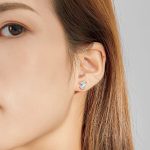 Ezüst fülbevaló, unikornis, rosegold