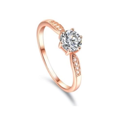 Női eljegyzési gyűrű, ezüst, rosegold, 9-es méret