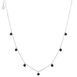 Ezüst nyaklánc fekete gyöngyökkel