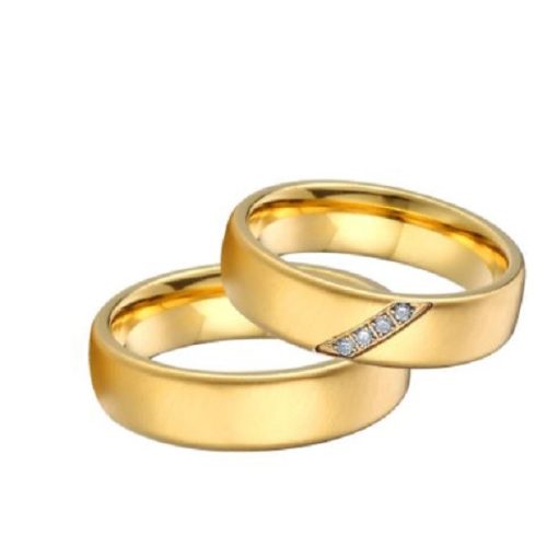 Női karikagyűrű, rozsdamentes acél, aranyszínű, 10-es méret