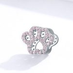 Ezüst mancs charm, rózsaszín