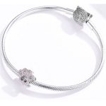 Ezüst mancs charm, rózsaszín