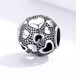 Ezüst gyöngy charm szívecskékkel