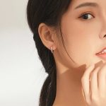 Ezüst fülbevaló, szív alakú