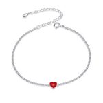 Ezüst karkötő piros szívvel