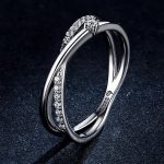 Ezüst gyűrű, dupla karika, kristállyal, 8