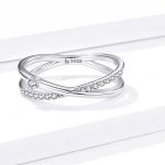 Ezüst gyűrű, dupla karika, kristállyal, 8