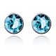 Kerek fülbevaló, Aquamarine , Swarovski köves