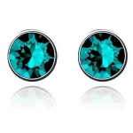 Kerek fülbevaló, Kék Zircon, Swarovski köves