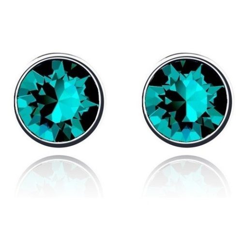 Kerek fülbevaló, Kék Zircon, Swarovski köves