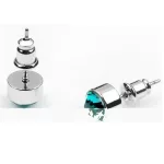 Kerek fülbevaló, Kék Zircon, Swarovski köves