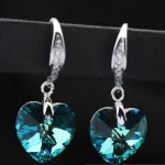 Szív medálos fülbevaló, Crystal BBL, Swarovski köves