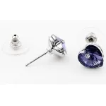 Szív fülbevaló, Tanzanite, Swarovski köves