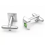 Mandzsettagomb, szögletes, Swarovski kristállyal, peridot