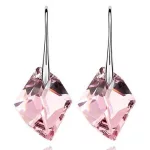 Rombusz fülbevaló,  Világos Rózsa , Swarovski köves