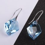 Rombusz fülbevaló, Aquamarine , Swarovski köves