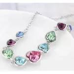 Szíves alakú ékszer szett, Multicolor, Swarovski köves