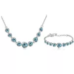Szíves alakú ékszer szett, Aquamarine, Swarovski köves