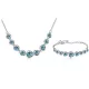 Szíves alakú ékszer szett, Aquamarine, Swarovski köves