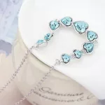 Szíves alakú ékszer szett, Aquamarine, Swarovski köves