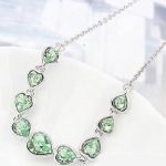 Szíves alakú ékszer szett, Peridot zöld, Swarovski köves