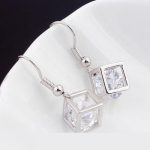 Kocka fülbevaló és nyaklánc szett, Fehér