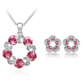 Divatos ékszer szett, Rózsa, Swarovski köves