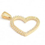 14k arany szív alakú függő medál kristályokkal