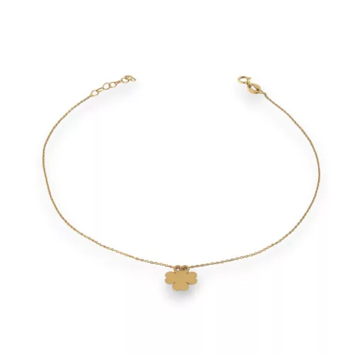 14k arany bokalánc, lóhere medállal, 25 cm