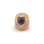 14k arany charm, szív alakú kristályokkal