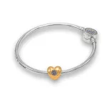 Arany charm 14k, szív, középen kristállyal