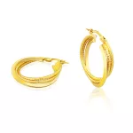 14k arany karika fülbevaló, fonatos, csavart, 2,5 cm