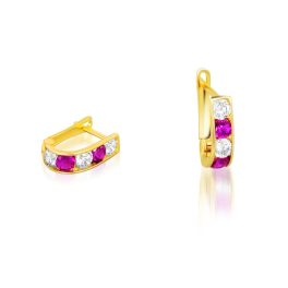   14k arany fülbevaló gyermekek részére, rózsaszín-kristály