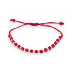 14k arany órakísérő karkötő gyöngyökkel, piros