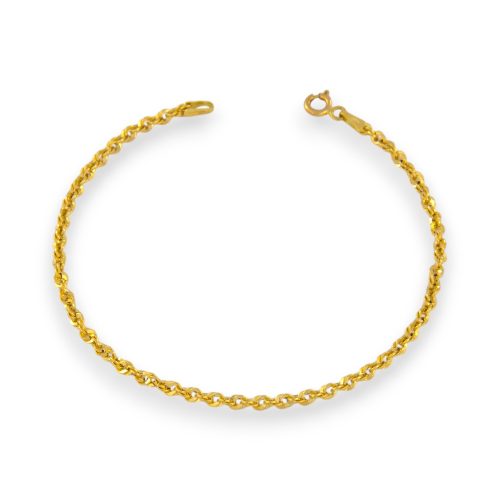 14k arany karkötő klasszikus mintázattal, lapított pancer, 19,5 cm