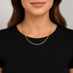 14k arany nyaklánc, lapított pancer 55 cm