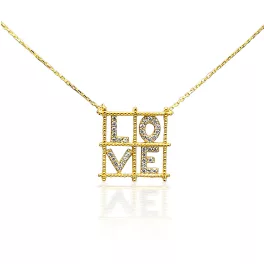 Arany nyaklánc 14k, LOVE feliratú medállal