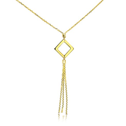 Arany nyaklánc 14k négyszög medállal és függővel