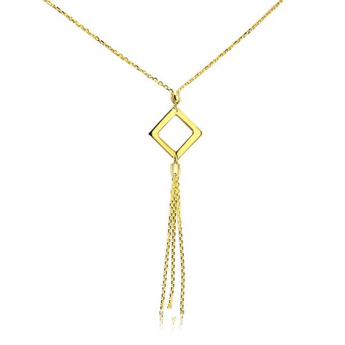 Arany nyaklánc 14k négyszög medállal és függővel